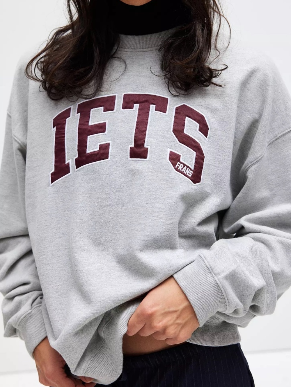 NEW iets frans... Collegiate Crew Neck Sweatshirt Sz M Gray Urban Outfitters